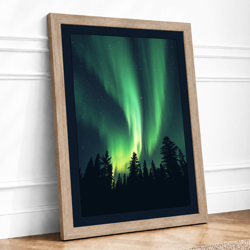 Aurora Over Silent Forest Scandinavian - Print, A1 - 84.1 x 59.4 cm, Oak