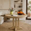 Table de salle à manger ronde extensible de style campagnard pour cuisine ou salle à manger (finition en bois naturel)-249157911