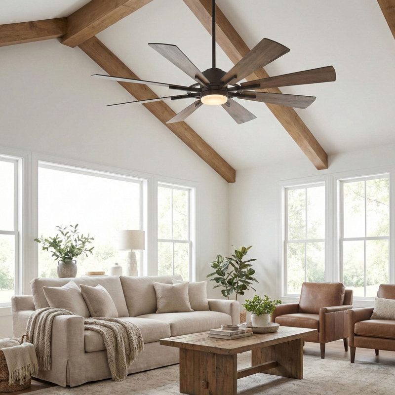 SkyFan Procyon 60" 8-Blade Ceiling Fan, Walnut/Distressed Gray