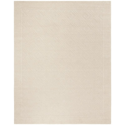 Connellsville Hand Woven Wool/Cotton Geometric Rug in Ivory
