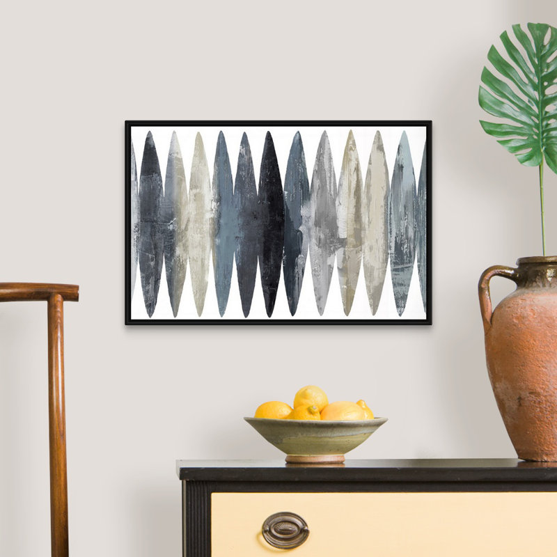 "Abstract Surfboard Gray" par David Moore - reproduction d'art sur toile, H 17,25 po x l 25,25 po, Toile avec cadre flottant