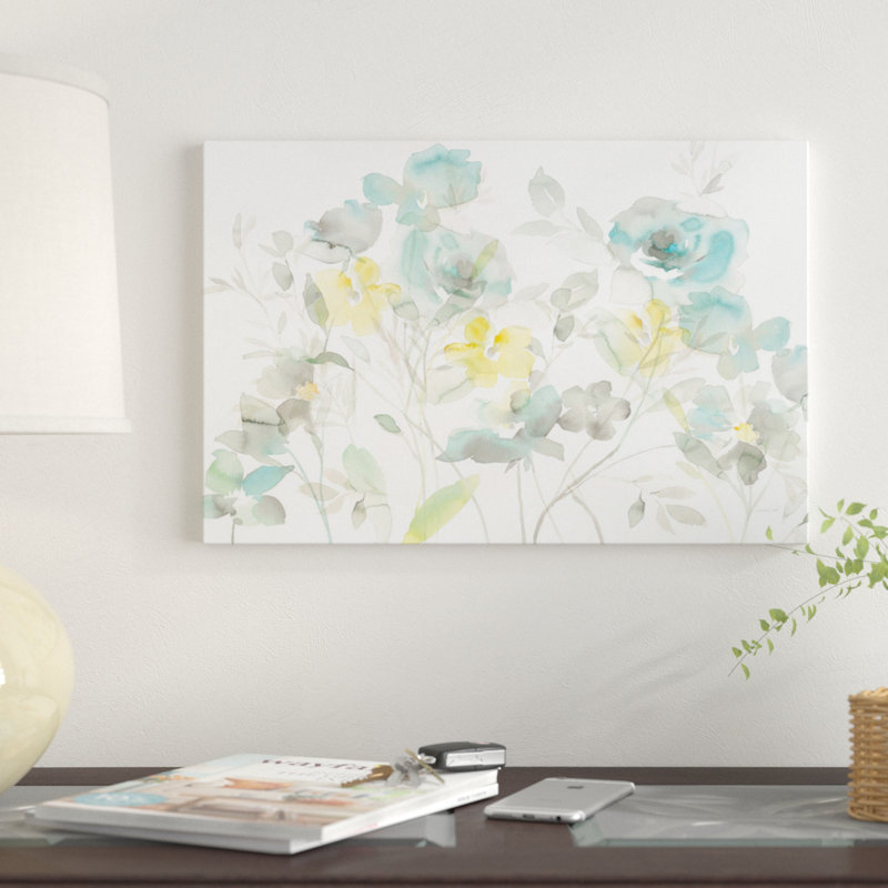 « aqua roses shadows » par danhui nai, reproduction d’impression sur toile tendue, H 18 po x l 26 po x P 1,5 po, Pas de tapis