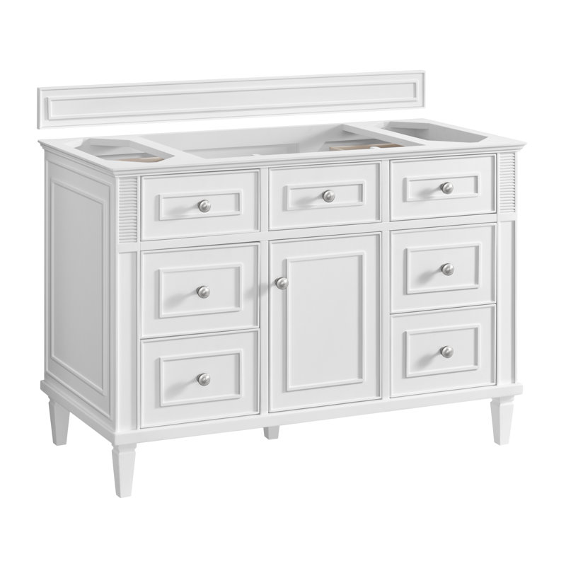 Lorelai 48'' W Single Vanity, Carrara White Marble, Bright White, 8" Widespread