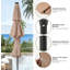 Parasol de terrasse extérieur de 3 m (10 pi) à 3 niveaux avec éclairage DEL, inclinaison par bouton et 8 baleines en fibre de verre, protection UV et résistant au vent, idéal pour piscine, jardin ou terrasse.