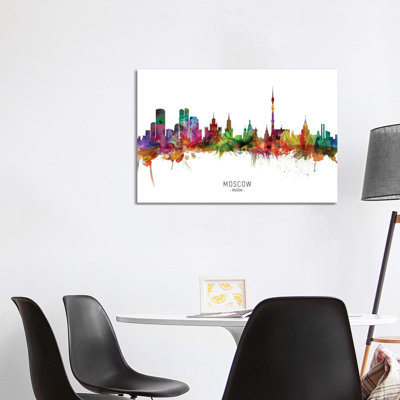Moscow Russia Skyline by Michael Tompsett - Wrapped Canvas Painting