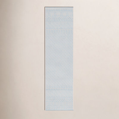 Lenwood Beige Aqua Geometric Outdoor Rug