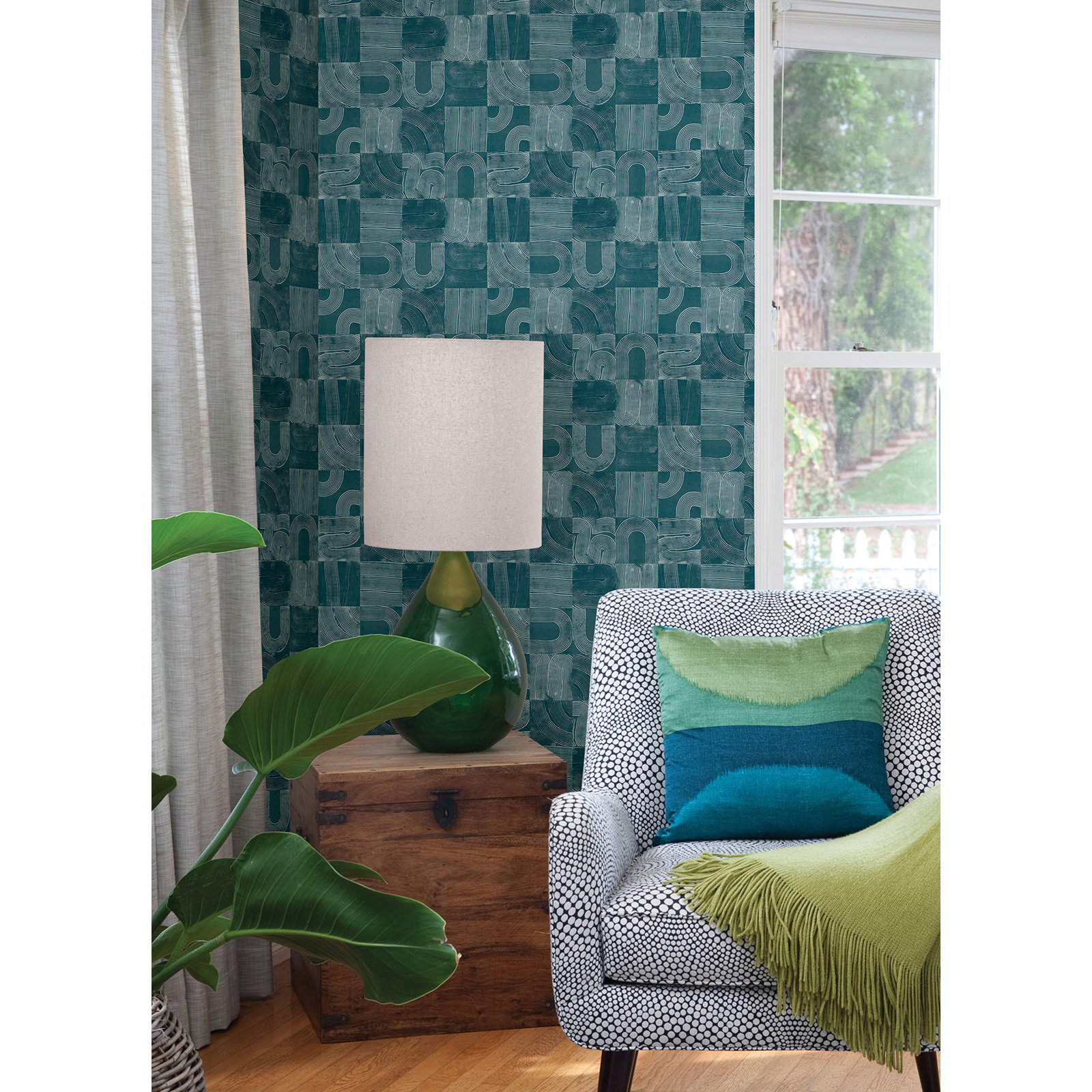 Jacobsen Modern Peel & Stick Geometric Wallpaper, Blue