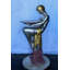 Rare figurine féminine et piédestal art déco de collection Nifao 20 po x 16 po x H 48 po