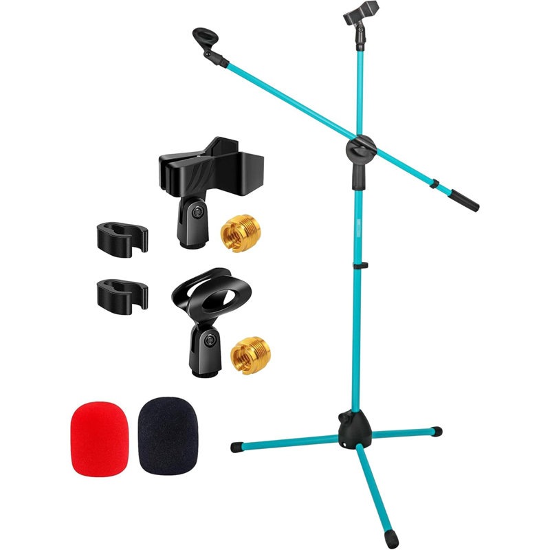 5 Core Tripod Mic Stand Adjustable Heavy Duty Floor Holder Microphone Boom Arm, Blue