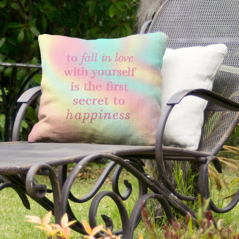 Outdoor Reversible Throw Pillow, 20" x 20", Pastel Rainbow