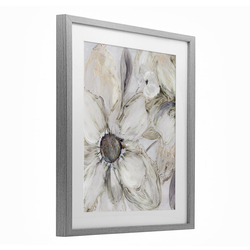 «Neutral Sandstone Blooms», reproduction d'art sous verre, design par Carol Robinson, Cadre de ferme gris, H 21 po x l 17 po