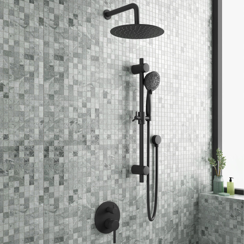 Matte Black Adjustable Multi-Head Shower System with Handheld