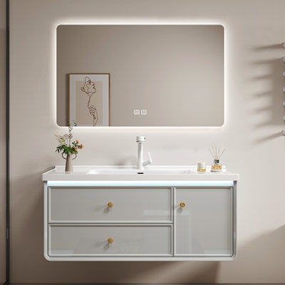 French style luxury light gray bathroom cabinet