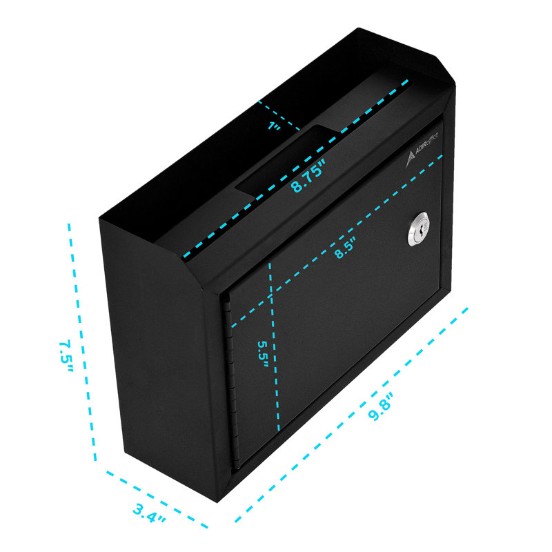 Boîte de dépôt de taille moyenne multi-usages en acier avec cartes, Noir