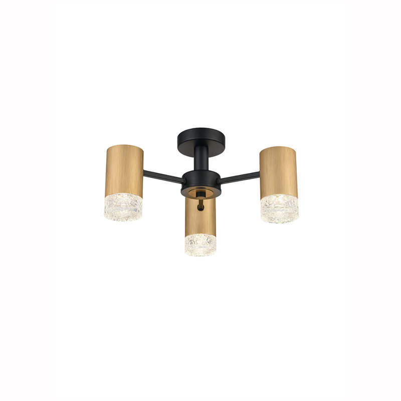 Beldin Semi Flush Mount, Black, Gold