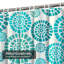 Rideau de douche abstrait abstrait abstrait bleu sarcelle avec 12 crochets-129038630