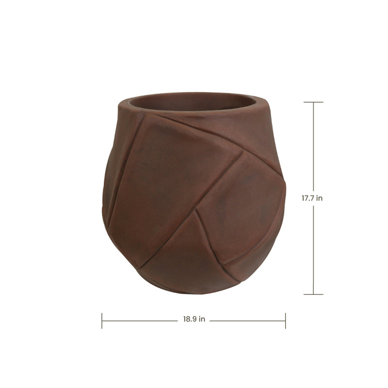 Dellah ECOBO Eco-Friendly Round Pot Planter, Guarani Indoor/Outdoor Four Season Use, Brown, 17.7" H x 18.9" W x 18.9" D