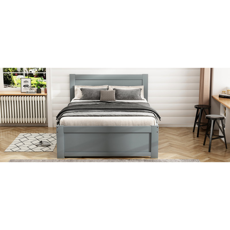 Lit avec tiroir et deux tablettes pratiques, Lit simple, Gris antique