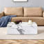 Table basse moderne en panneau de fibres à densité moyenne avec motif en marbre - 39,37 x 23,62 x 11,81 pouces - Design élégant et durable