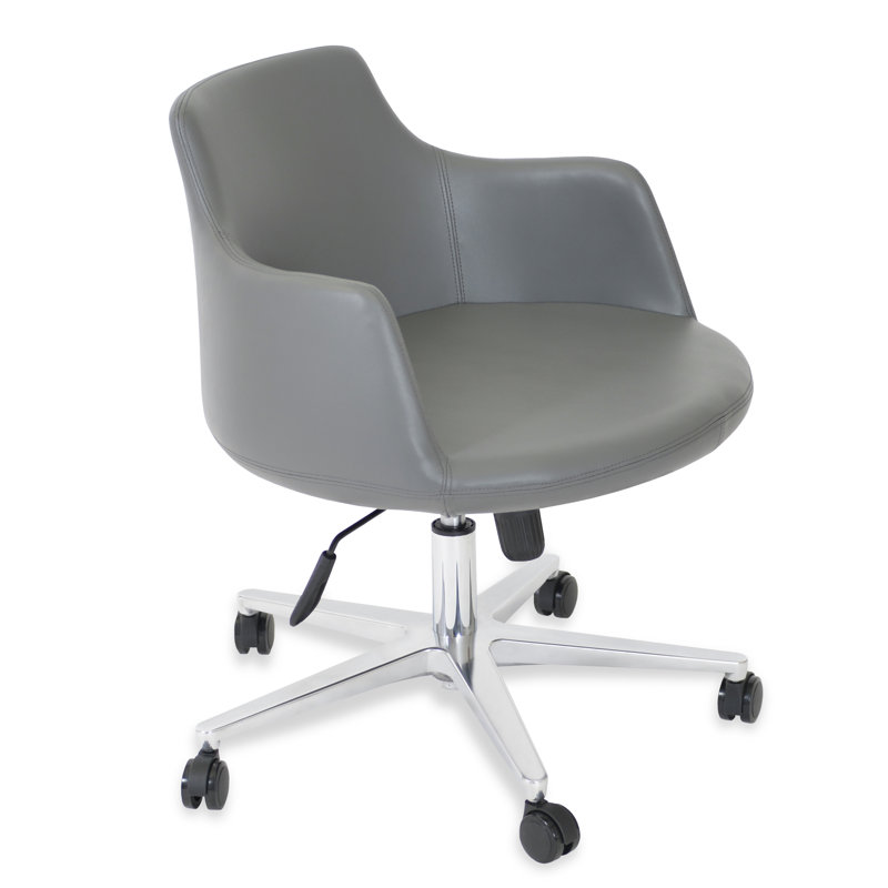 Dervish Task Chair, Grey Faux Leather