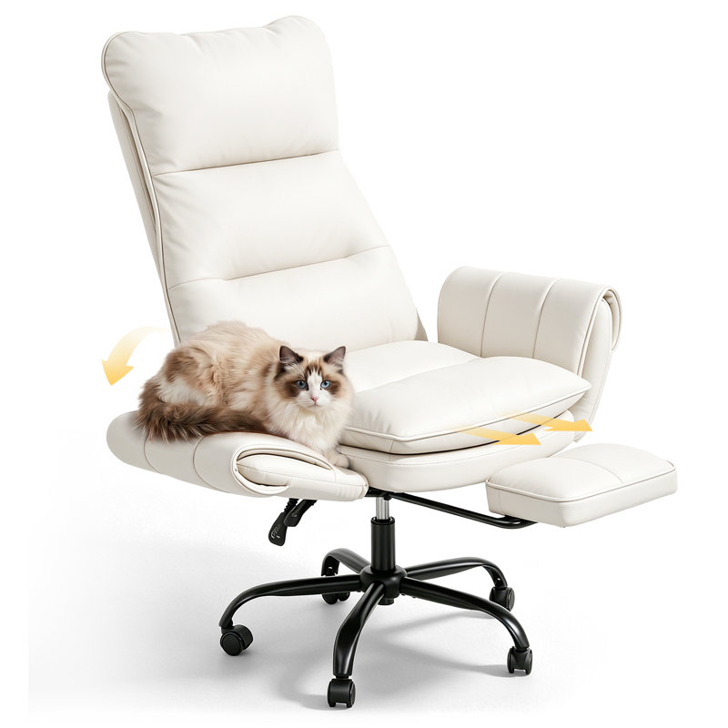 Canora Grey Office Chair, White Faux Leather