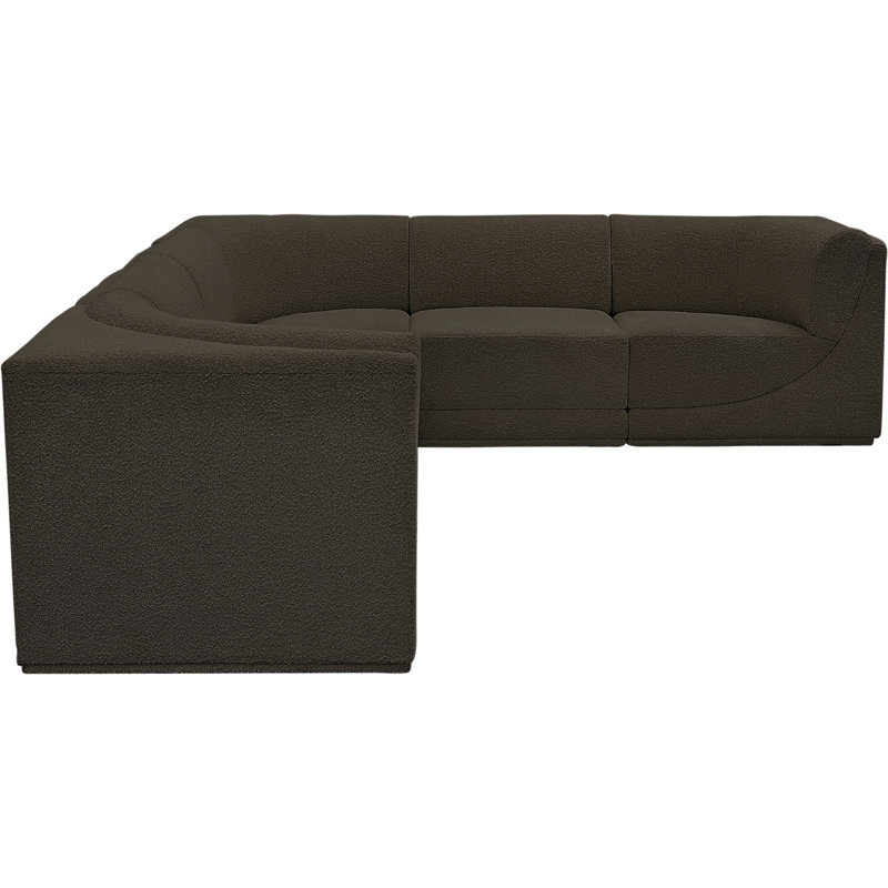 Canapé modulaire rembourré 6 pièces Ollie, Tissu brun bouclé