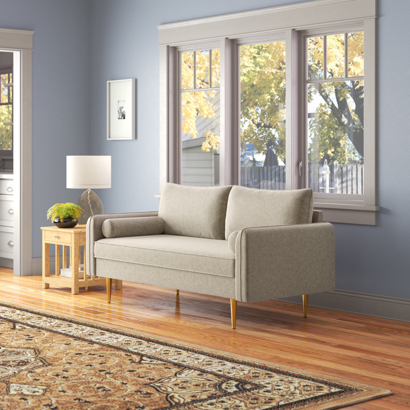 Ranallo 70" Velvet Round Arm Sofa, Beige Velvet