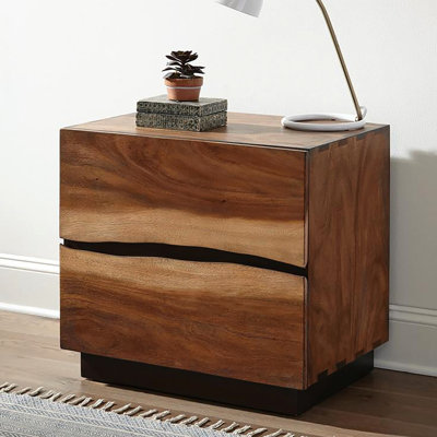 2 Table de chevet en placage de noyer avec une chambre à café au contraste visuel attrayant