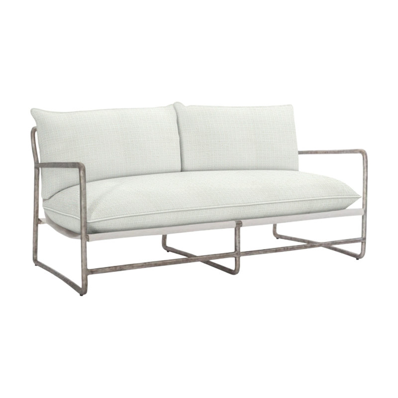 Sorrento Outdoor Metal Loveseat, Cream Linen 6025-002
