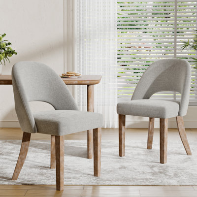 Chaises en bois Engstrom, chaises d'appoint de cuisine rembourrées modernes, chaise de salle à manger de ferme - gris clair