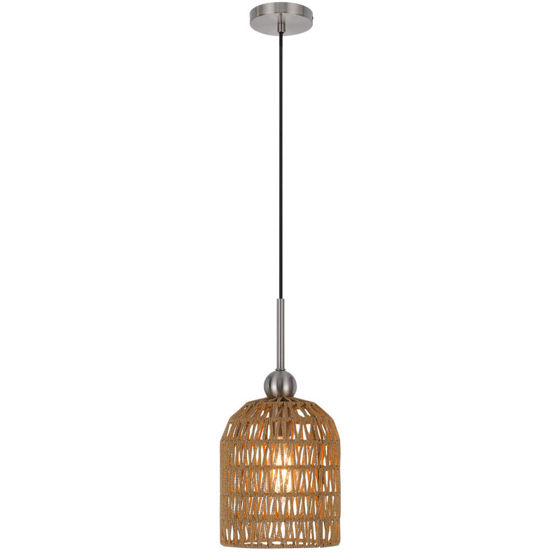Suspension Cal Lighting Depok avec abat-jour en toile de jute, hauteur 44 cm (17,25 po).