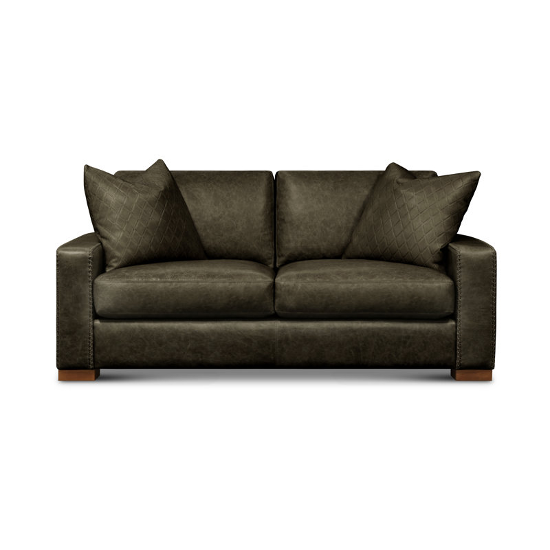 Urban Cowboy Leather Loveseat, Graphite (Coyote), Nutmeg