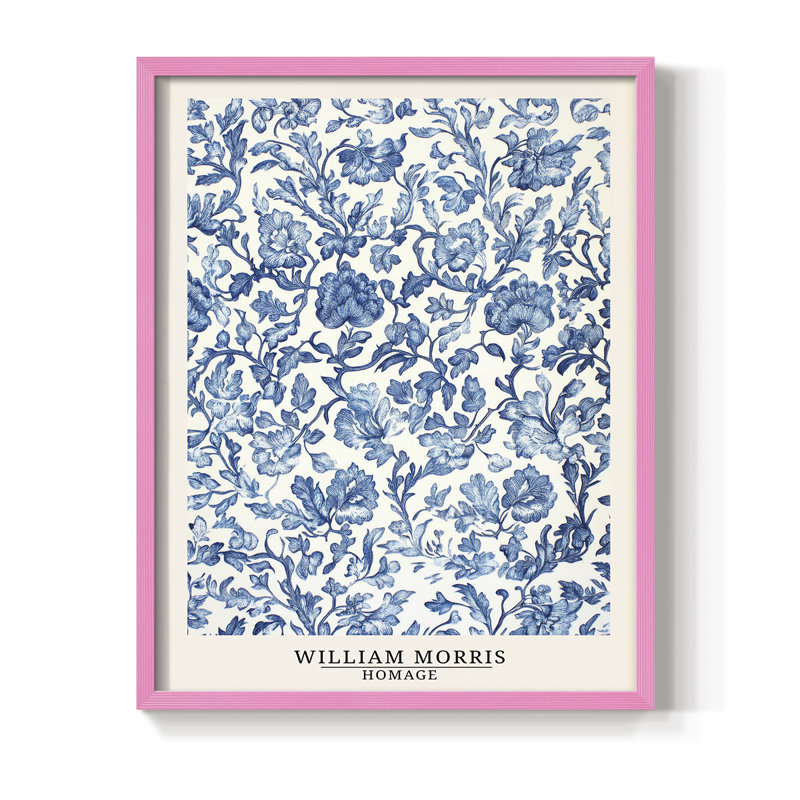 Imprimé encadré en bois massif de la série Wm Morris Morris, H 30 po x l 24 po, Rose