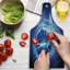 Ambesonne New Year Tempered Glass Cutting Board Snowflakes Pattern Blue