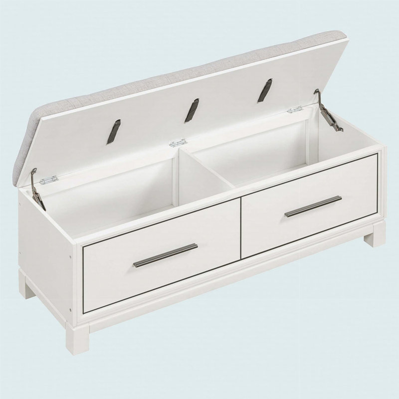 Shoe Bench With Removable Cushion, Entryway Bench With Hidden Storage, White