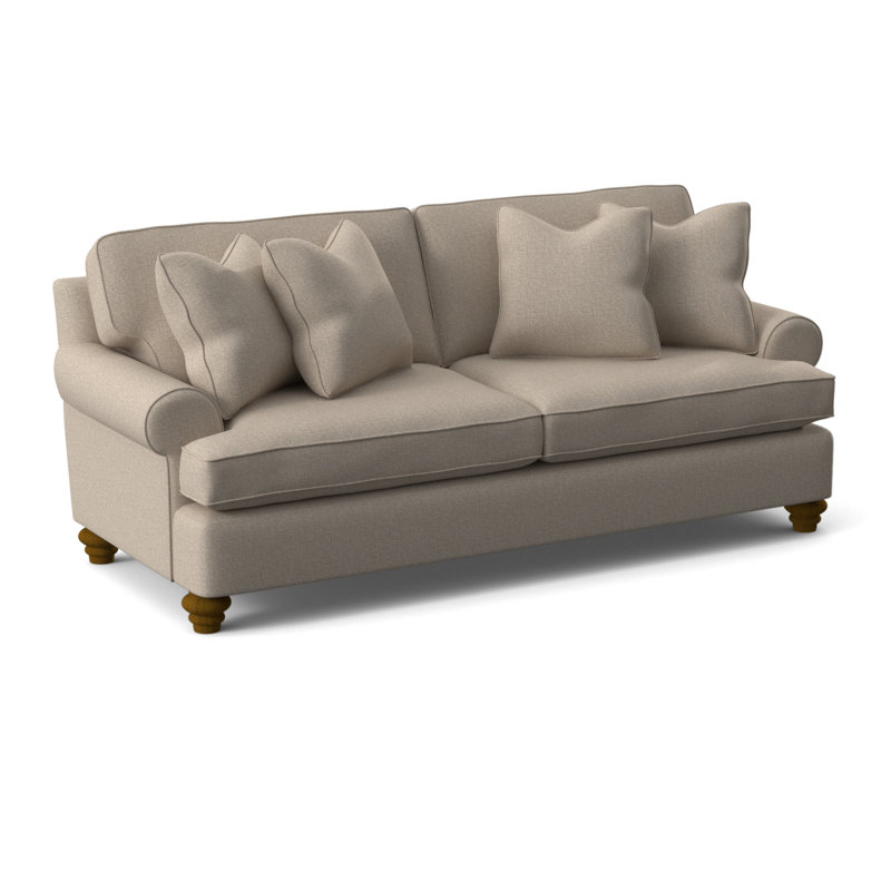 Lowell Upholstered 86'' Sofa, Havana Finish, Eggshell Crypton Performance; 0884-93