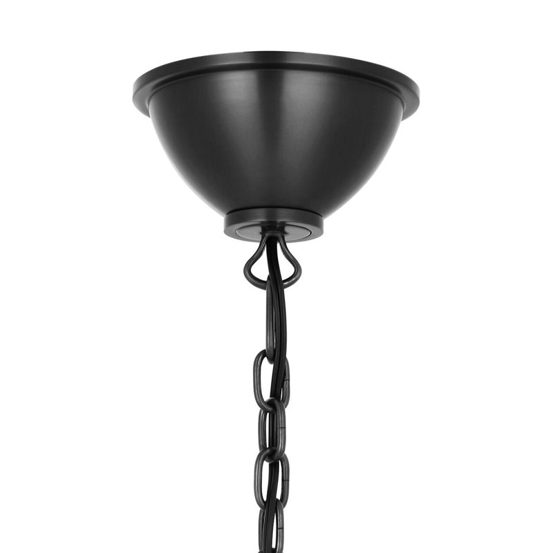 Griffin 31" Chandelier with Linen Shades, Bronze/ Chocolate Leather