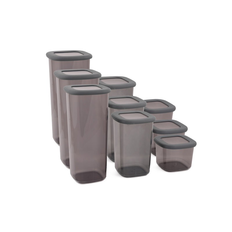 Durable 9-Piece Storage Box Set, Anthracite Color | 3 Sizes: 4 x 4 x 9.6 in (3 Ps, 59.2 fl oz), 4 x 4 x 6.5 in (3 Ps, 40.6 fl oz), 4 x 4 x 3.7 in (3 Ps, 18.6 fl oz) | 100% BPA-Free Plastic, Dishwasher Safe, Perfect for Organizing Home & Office