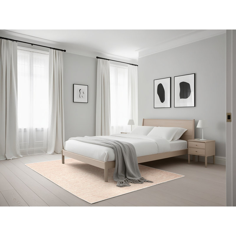 Tapis de zone rose contemporaine, Rectangle 5 pi x 7 pi