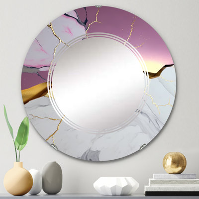 Abstrait Geode Pink III - Miroir mural abstrait en marbre