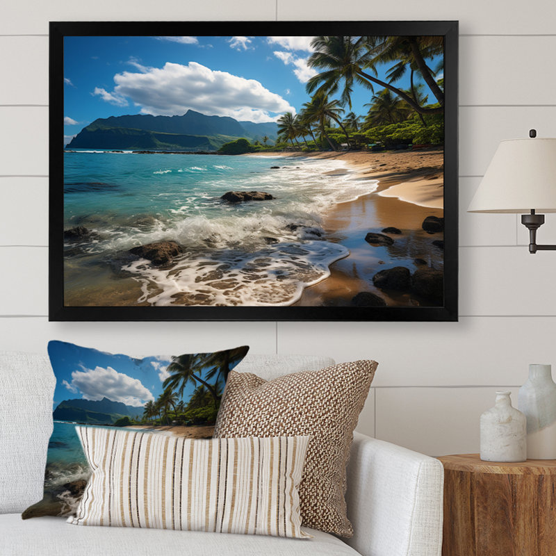 Aloha Tropical Dreamscape II - Maui Canvas Prints, Black Picture Framed, 12" H x 20" W x 1" D