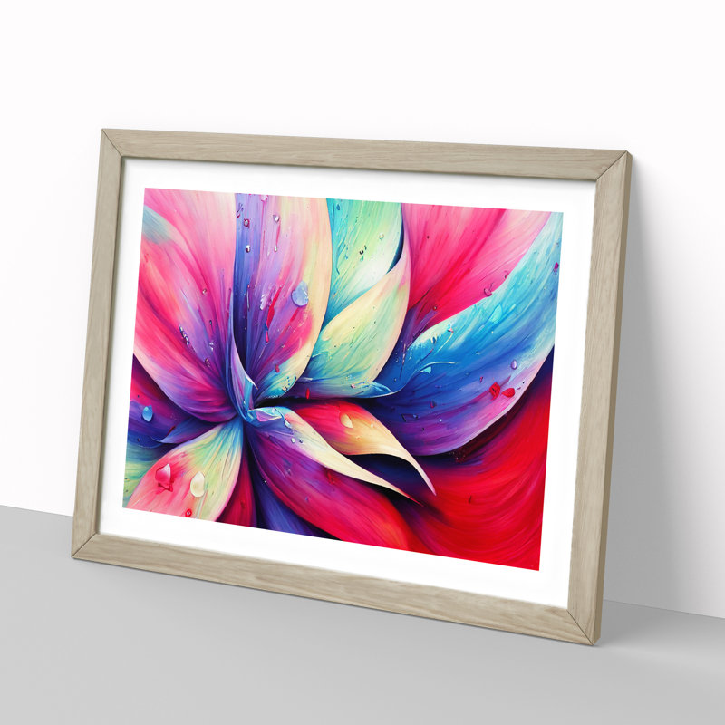 Colourful Flowers Vol.6 Abstract - Single Picture Frame Print, Oak Framed, 46cm H x 64cm W x 2cm D