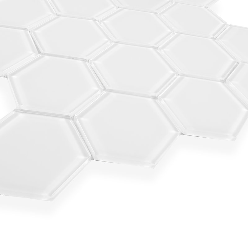 3" Beehive 10.25in.x11.75in. Glass Mosaic Tile, Soft Ivory Gloss