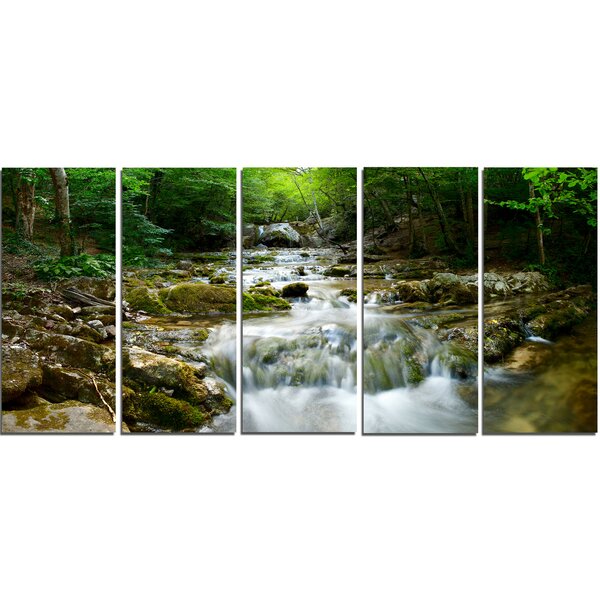 DesignArt Metal 'Natural Spring Waterfall' Photographic Print | Wayfair