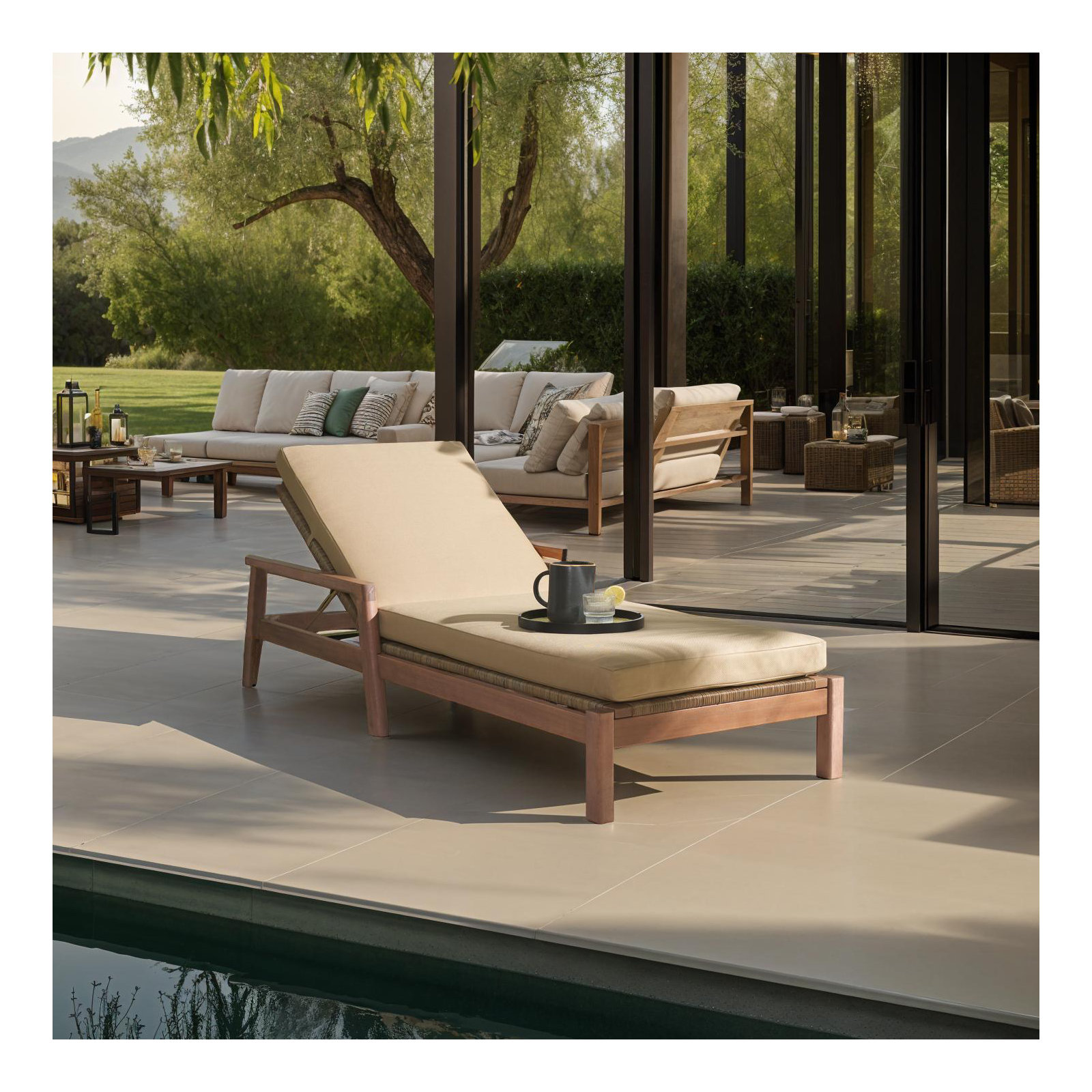 Nicholson 31.9'' Outdoor Chaise Lounge, Brown