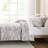 Cascade Wave Cotton Duvet Cover Gray/White 3 Piece Set Queen-116501374-116501377