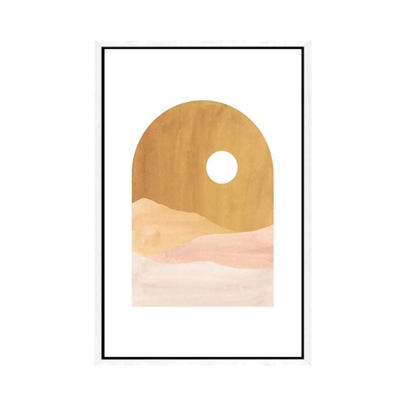 Abstract Boho Landscape by Whales Way - Painting on Canvas, 101.6cm H x 66.04cm W x 3.81cm D, White Framed