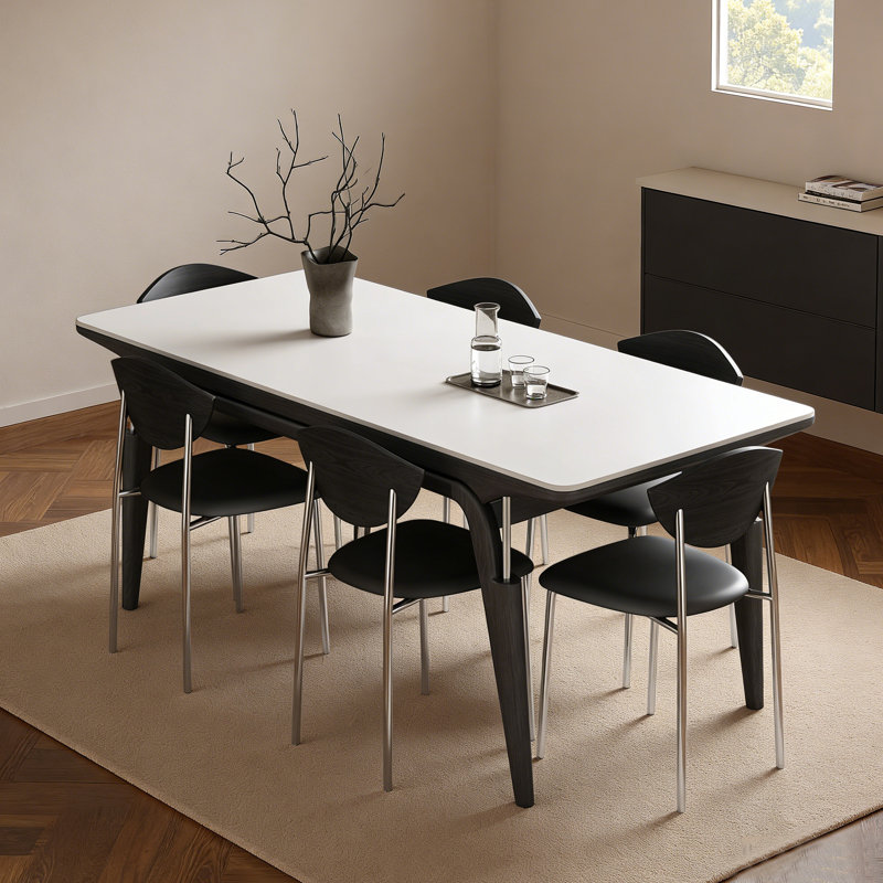 Table de salle à manger élégante, H 29,52 po x l 78,74 po x P 35,43 po, 7 pièces : table, 6 chaises