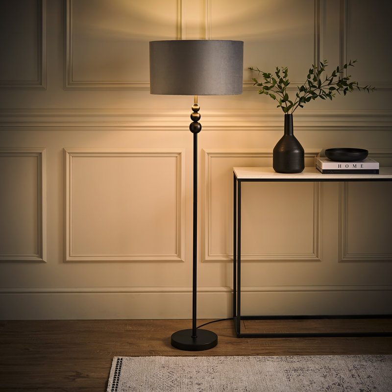 Aaiza 145cm Traditional Floor Lamp, Grey/Chrome, Matte, No