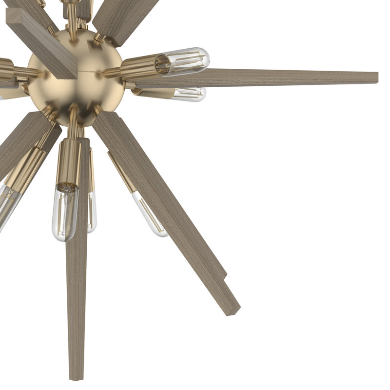 Luminaire suspendu sphérique Spoutnik 12 lumières Jupiter Star, Or Alturas, H 24 po x l 24 po x P 24 po
